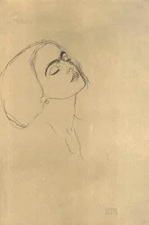 Étude de tête aux yeux fermés vers la droite